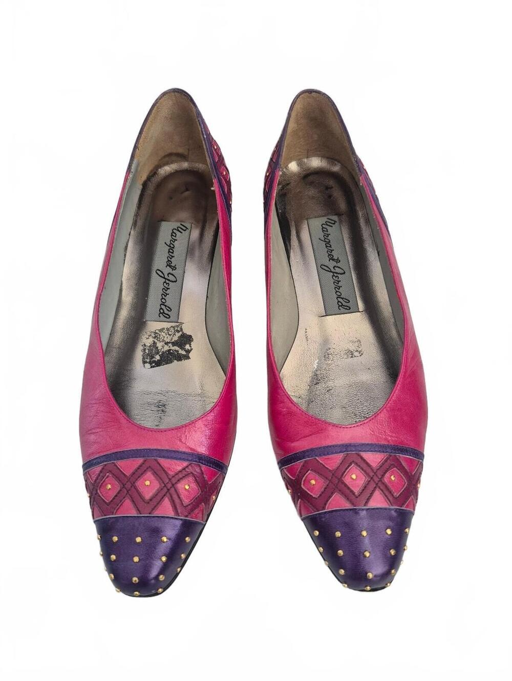 Margaret Jerrold Leather Pumps Featuring A Vibrant Pink/Fuchsia Body With